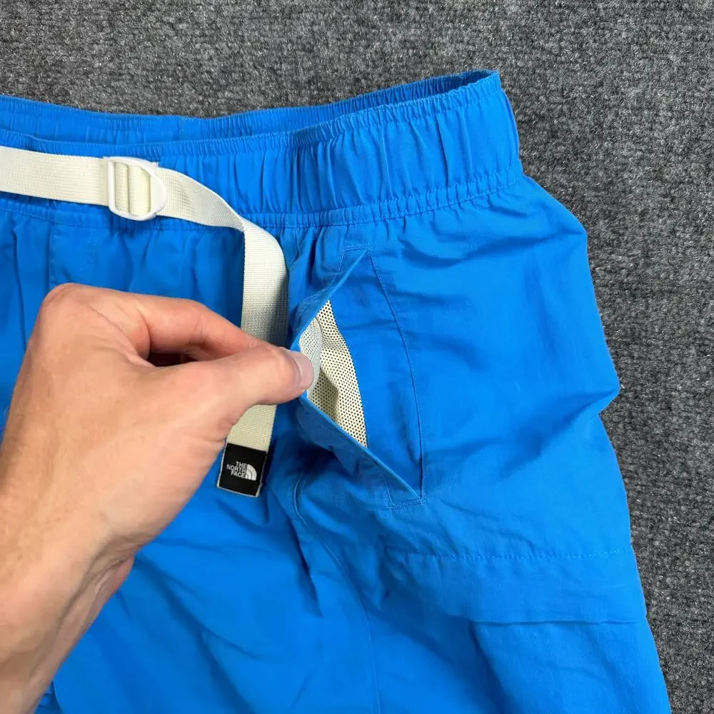 The North Face Class V Men’s XL Blue Nylon Belted Shorts 7” Inseam Mesh Lined
